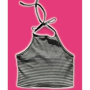 Full Tilt Striped Ribbed Halter Top Size S